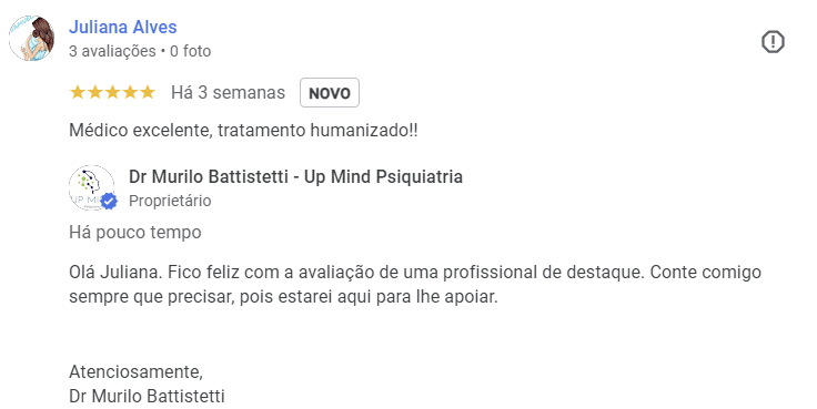 Avaliação de paciente sobre psiquiatra em Jundiaí